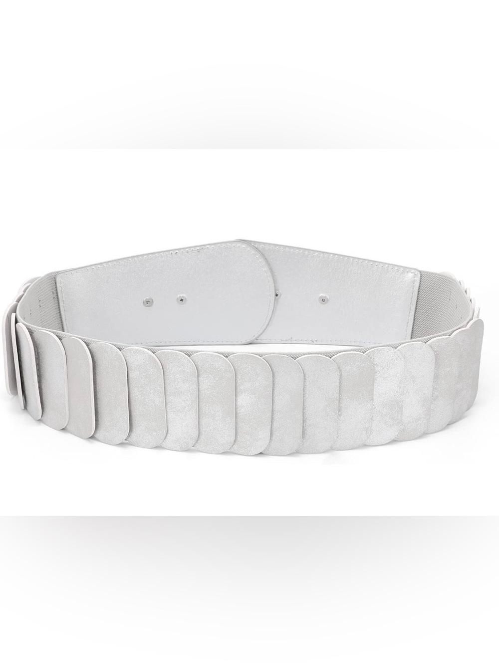 Silver Wide Fashion Belt with Polished Circle Buckle - Picture 2 of 4